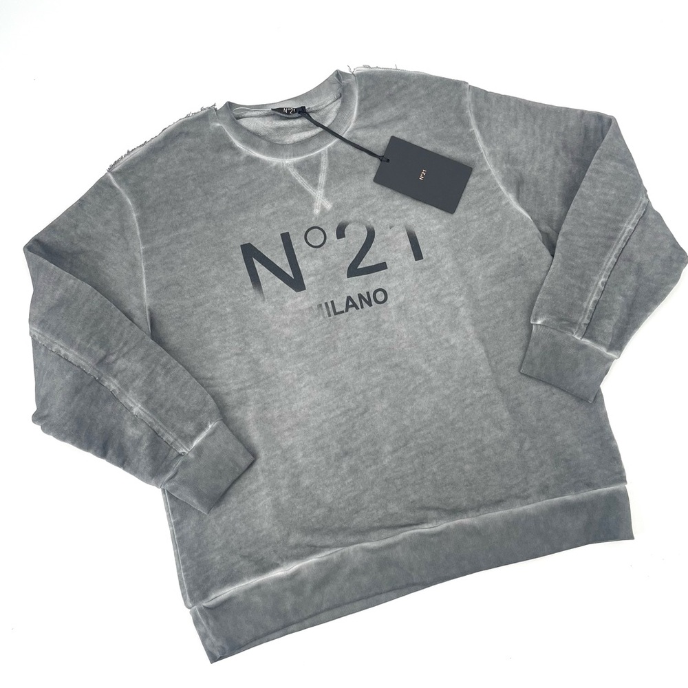 Nº21 NEW Kids logo-print Cotton Long Sleeve Crewneck Pullover Sweatshirt